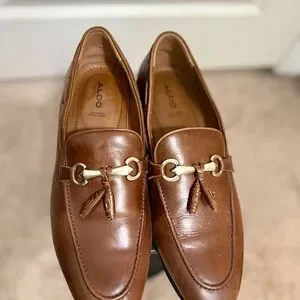 Aldo | Shoes | Aldo Brown Leather Loafers With Metal Accent  display picture 2